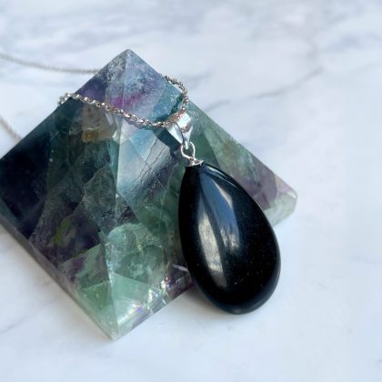 Delicate Obsidian necklace woman