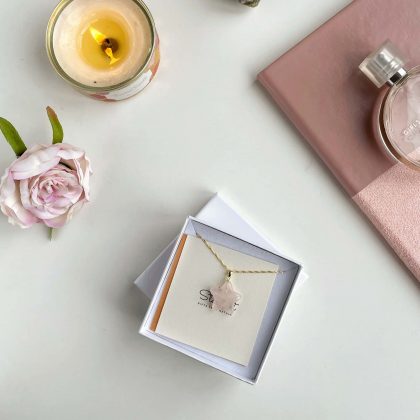 Premium Rose Quartz Star Pendant 14k gold filled chain, tender gift for her, bridesmaid gift, gift for girlfriend
