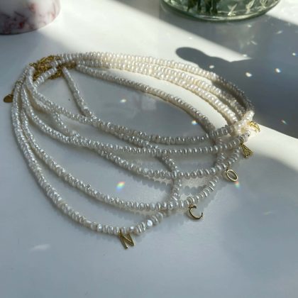 White beaded pearl necklaces
