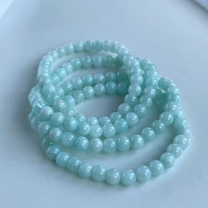 Tender Angelite bracelet for women, light blue beaded bracelet gift