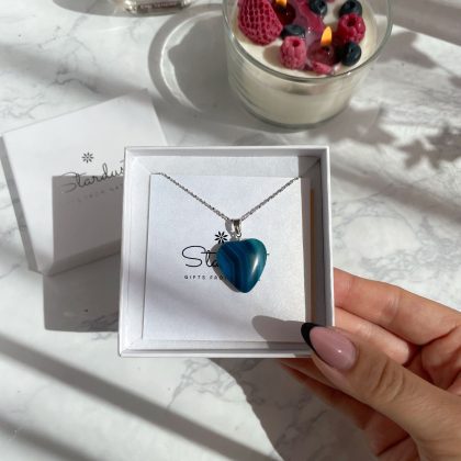 Anniversary gift for girl - blue agate necklace