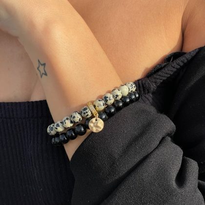 Dalmatian Jasper bracelet set