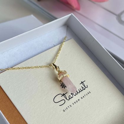 Luxury small Rose Quartz prism pendant