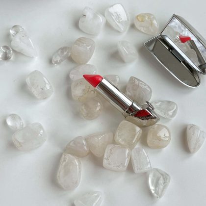 Tumbled Clear Quartz kit, natural stones gift in silk bag, meditation crystals, pocket gemstones