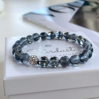 Grey Mermaid Glass Quartz bracelet 8mm, Glowing Aura bracelet for girlfriend