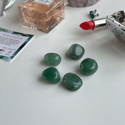 Tumbled Aventurine kit, natural stones gift in silk bag, meditation crystals, pocket gemstones