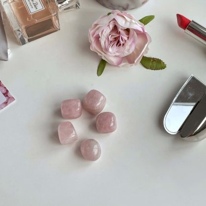 Tumbled Rose Quartz kit, natural stones gift in silk bag, meditation crystals, pocket gemstones