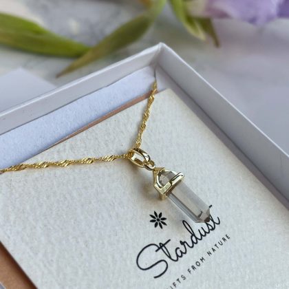 Luxury Smoked Quartz prism pendant, 14k Gold filled chain, premium gift for women, AAA+ quality natural stone pendant