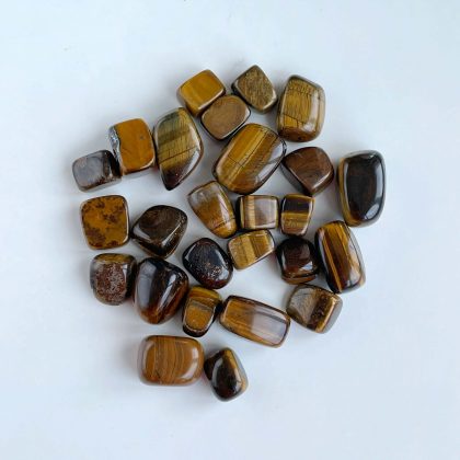 Tumbled Tiger Eye kit, natural stones gift in silk bag, meditation crystals, pocket gemstones