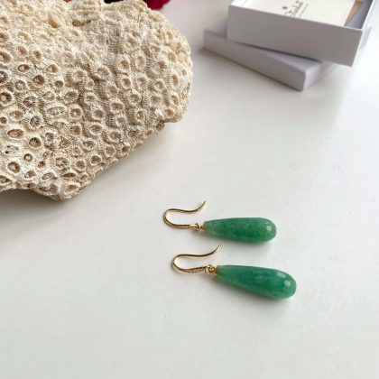 Long green chalcedony earrings, chakra healing jewelry, mother's day gift