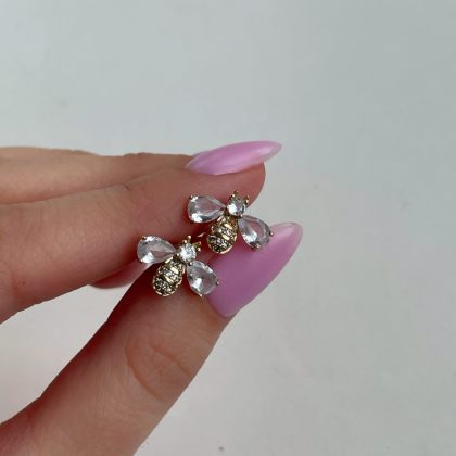CZ diamonds bumble bee stud earrings