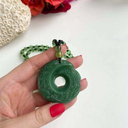 Large Green Jade circle pendant