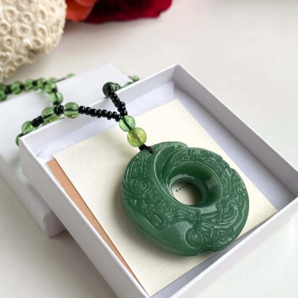 Large Green Jade pendant for him Stardust