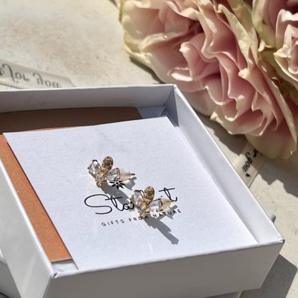 Minimalist Bumble bee earrings zircon AAA+, luxury gold plated earrings, gift for her, bling bling earrings, premium packaging
