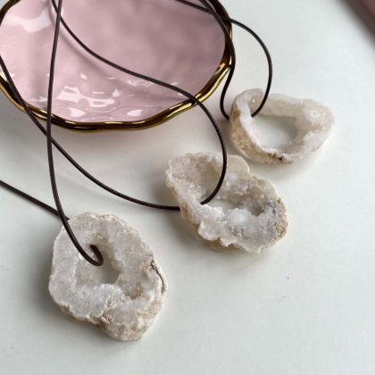 Natural white druzy agate necklace, healing crystal jewellery, natural gift for friend
