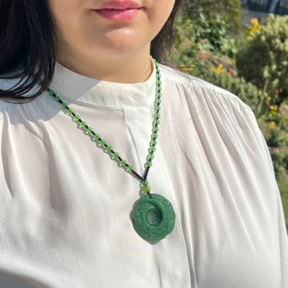 Green jade dragon necklace