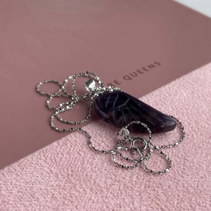 Amethyst wing pendant silver chain