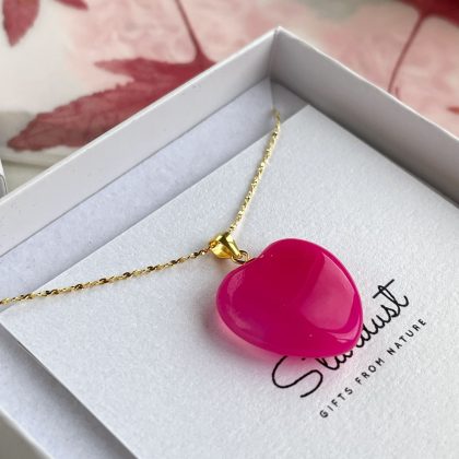 Confession jewelry, Pink agate heart pendant, 18k Gold filled star chain, romantic gift for her, pink agate pendant