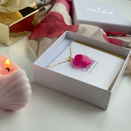 Confession jewelry, Pink agate heart pendant, 18k Gold filled star chain, romantic gift for her, pink agate pendant