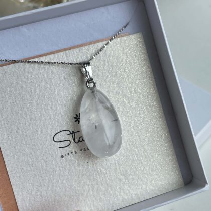 Drop Clear Quartz pendant gift box