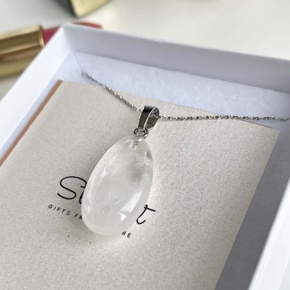 Drop Clear Quartz pendant gift for her