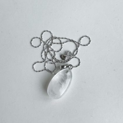 Drop Clear Quartz pendant silver chain