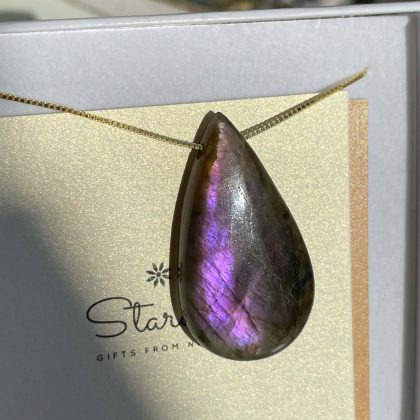 "Awekening" high grade Purple LABRADORITE necklace, 14k gold filled necklace