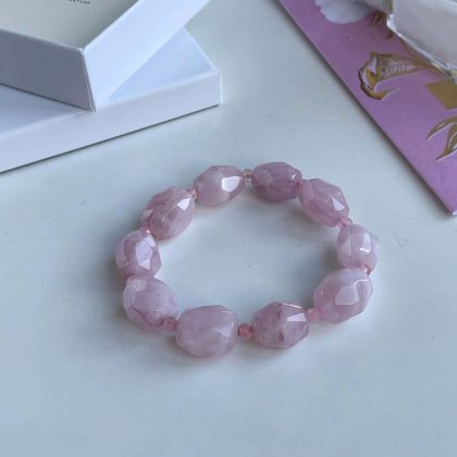 Large faced rose quartz bracelet