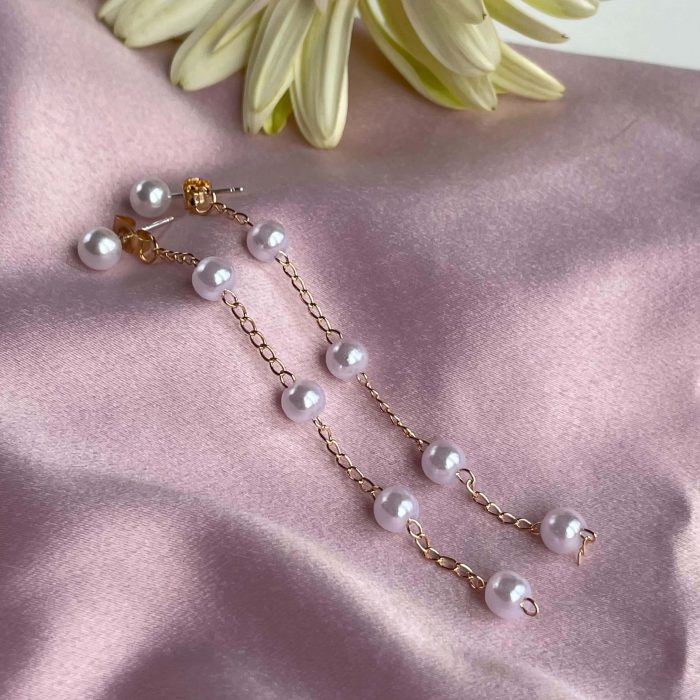 "Bridal" Long pearl drop earrings, pearl Dangle Earrings, bridesmaid gift earrings