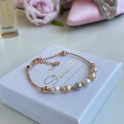 Pearl bracelet rose gold gift