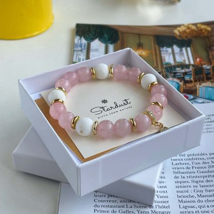 Premium quality rose quartz bracelet Stardust gift