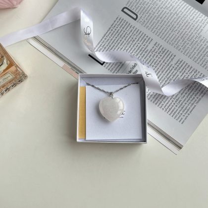 White Quartz heart pendant gift