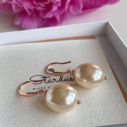Yellow pearl earrings rose gold Stardust