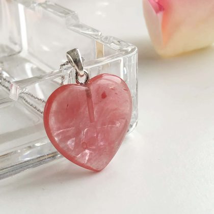 "Vitlity" - Cherry Quartz heart Pendant, Heart chakra pendants