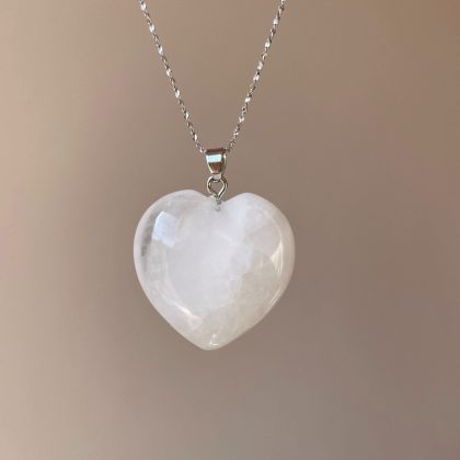 Clear quartz heart pendant