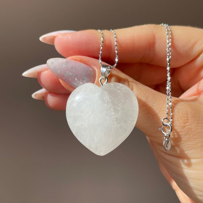 premium Clear quartz heart pendant
