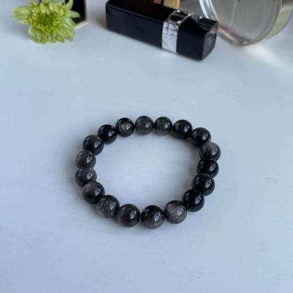 Rainbow obsidian bracelet 10mm for women, luxury natural stone gift for her