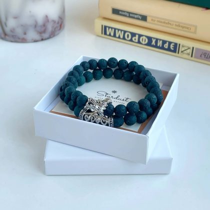 Blue Lava stone bracelet set for men