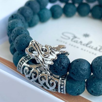 Dragon Lava stone bracelet set for men
