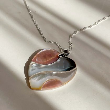 Genuine Abalone shell heart pendant