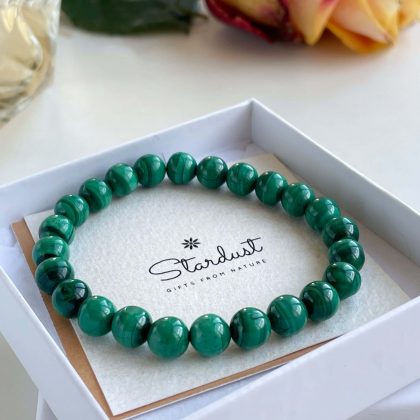 Natural Malachite beaded bracelet, genuine malachite bracelet, luxury gift for her, graduation gift