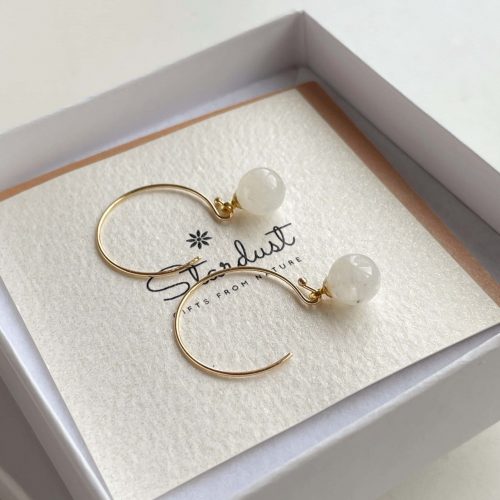 Gold minimalist moonstone earrings
