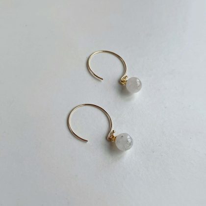 Handmade gold Moonstone hoop earrings