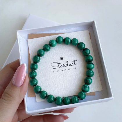 Natural Malachite beaded bracelet, genuine malachite bracelet, luxury gift for her, graduation gift