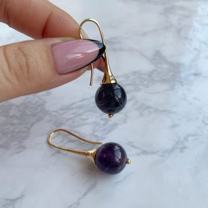 Natural Amethyst earrings gold plated