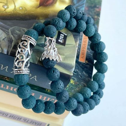 Stylish Blue Lava stone bracelet set for men