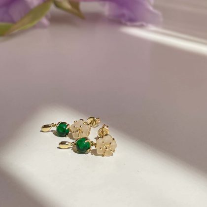 Sweet flower Jade earrings gift