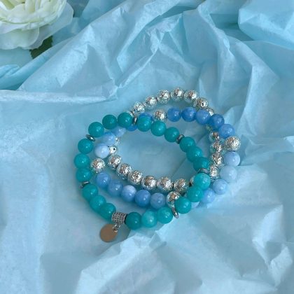 Blue agate bracelet set