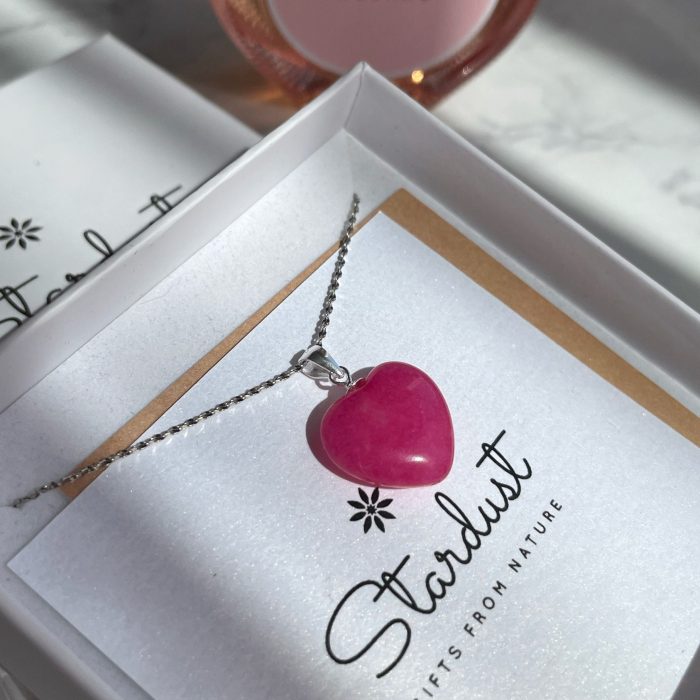 Delicate pink agate heart necklace