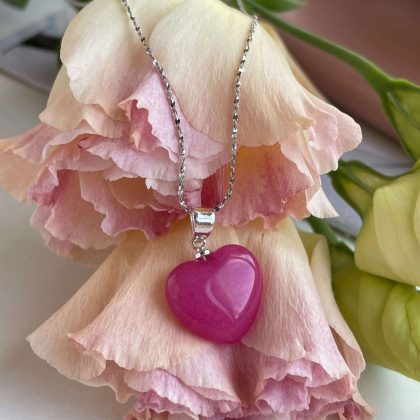 Tiny Pink Agate heart pendant 15mm, Gift for girlfriend, graduation gift, gift for her